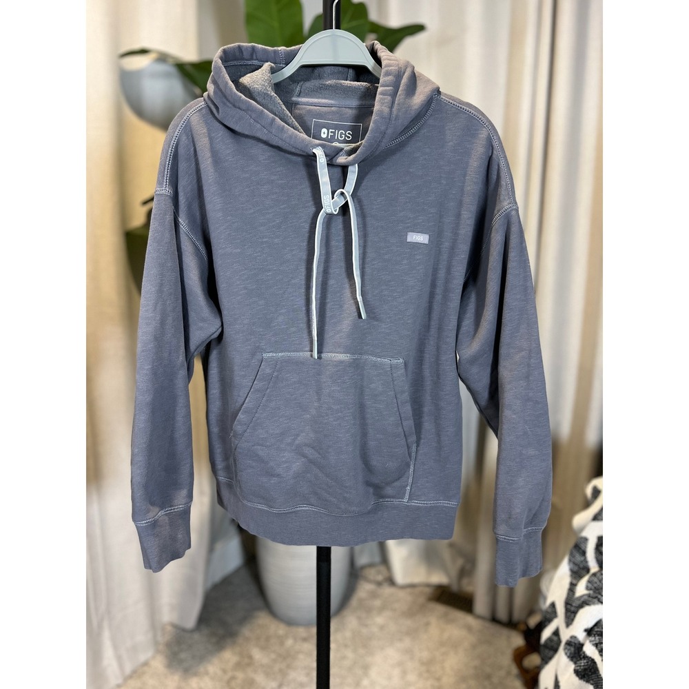 Figs Womens Gray Off Shift Knit Fleece Pullover Hoodie Sweatshirt Size Medium